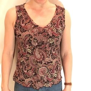 Vintage Purple Paisley Gauzelike V-Neck Tank